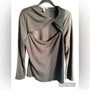 H&M Cut Out Black Long Sleeve Top Sz XL